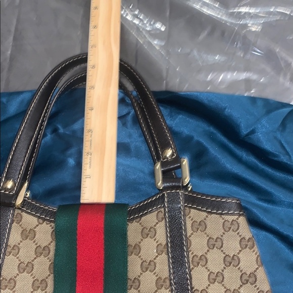 Gucci Brown and Green Monogram Tote Like New Authentic - Picture 9 of 15